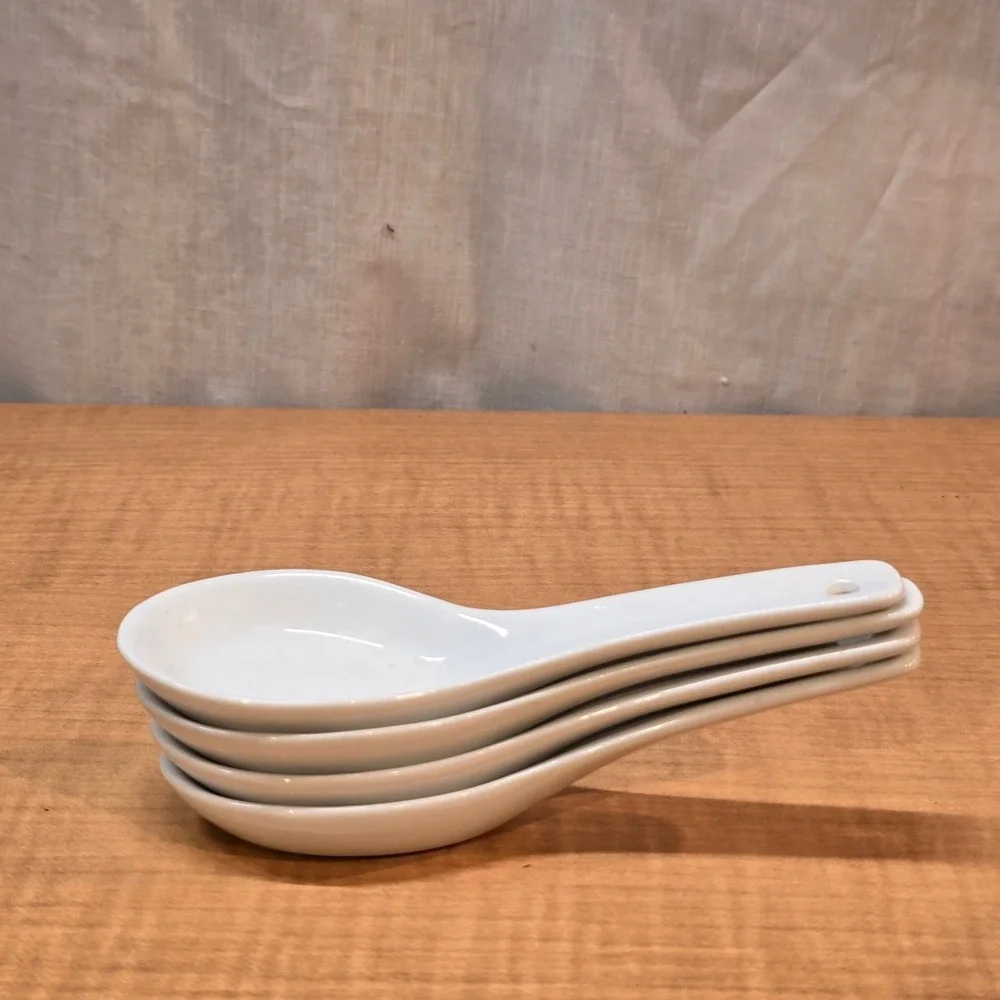 4 Saki Spoons Pier 1 China White Serving Spoon Liquid Display‎